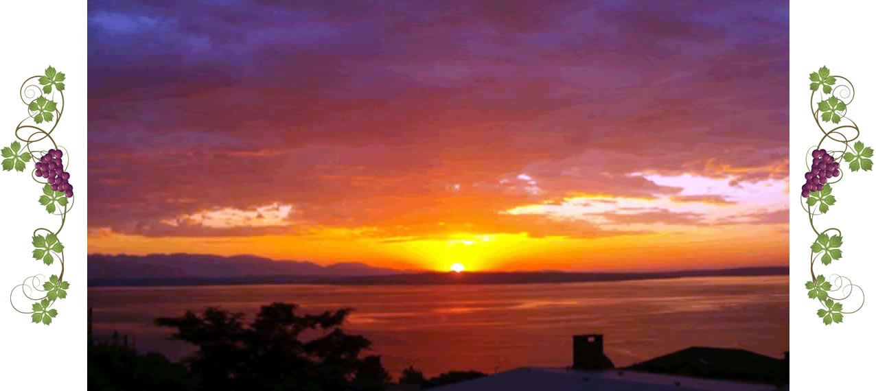 View of the Puget Sound with bright red sunset